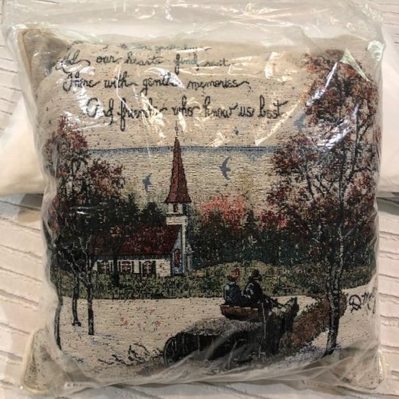 🔴 NWT NEW Vintage - This is a Winter Church Scene Couch Pillow - D Morgan Design - Picture 5 of 5